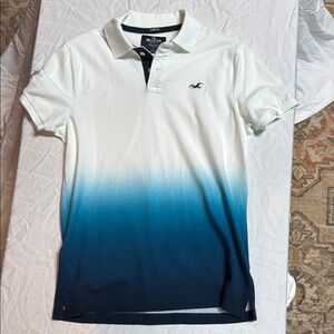 Hollister Men's Blue Ombre Polo Shirt